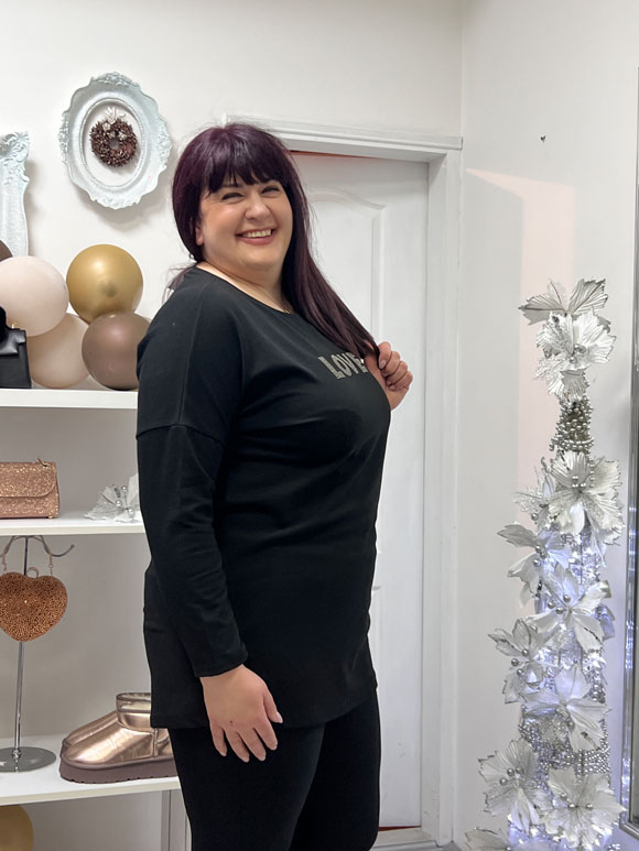 Plus size ženska crna bluza - Slika 3