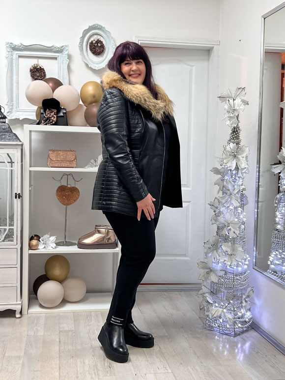 Ženska duža kožna jakna - Slika 3