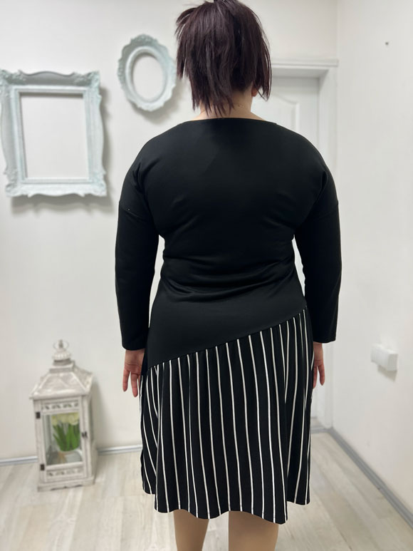 Plus size haljina ženska black and white - Slika 2