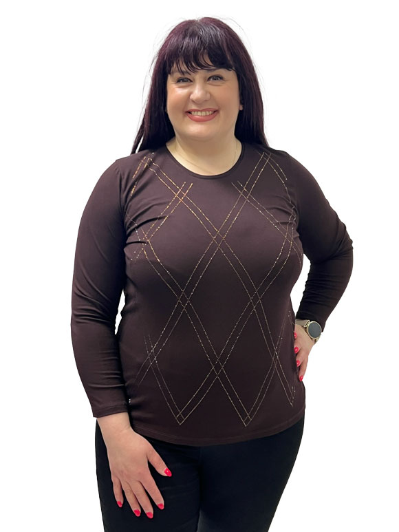 Plus size majica ženska – Braon