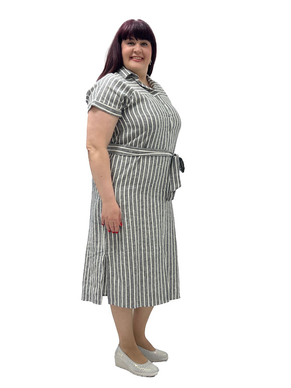 Plus size ženska haljina na pruge - Slika 3