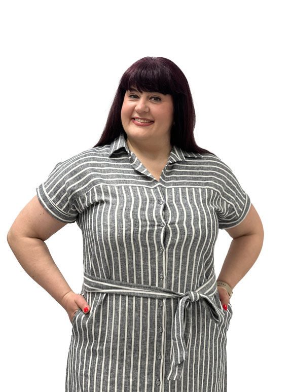 Plus size ženska haljina na pruge - Slika 2
